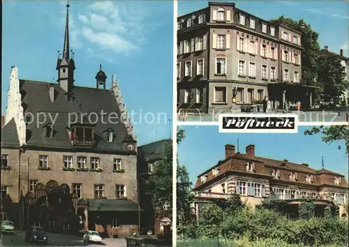 Poessneck Rathaus Posthirsch Hotel Erholungsheim Kat. Poessneck