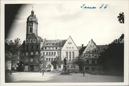 Jena Markt mit Johann Friedrich Denkmal Kat. Jena