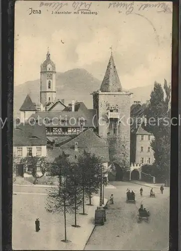 Jena Johannestor mit Hausberg Pferdekutsche Kat. Jena