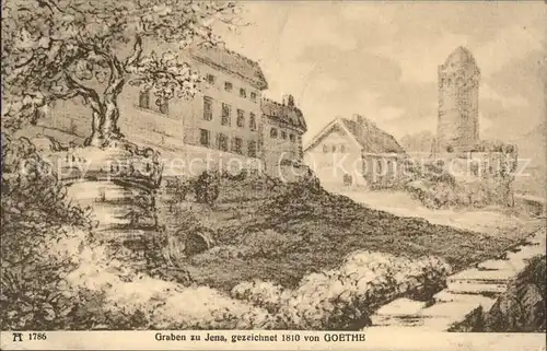 Jena Kuenstlerkarte Graben zu Jena gezeichnet von Goethe 1810 Kat. Jena