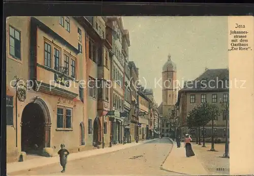 Jena Johannesstrasse mit Gasthaus "Zur Rose" Kat. Jena