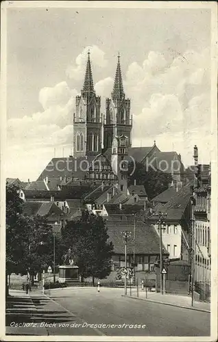 Oschatz Blick von Dresdenerstrasse St. Aegidien Kirche Kat. Oschatz