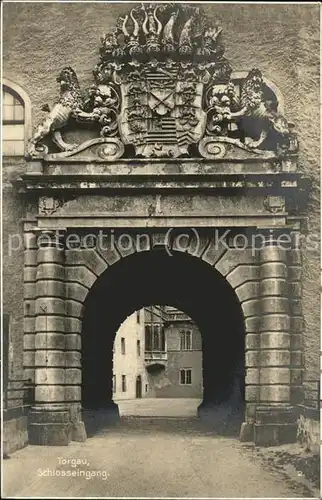 Torgau Eingang zum Schloss Hartenfels Trinks Postkarte Kat. Torgau