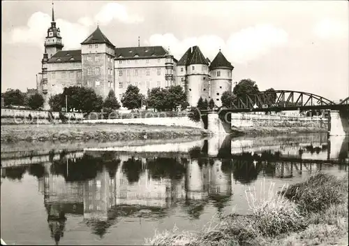 Torgau Schloss Hartenfels historische Bruecke Elbe Kat. Torgau