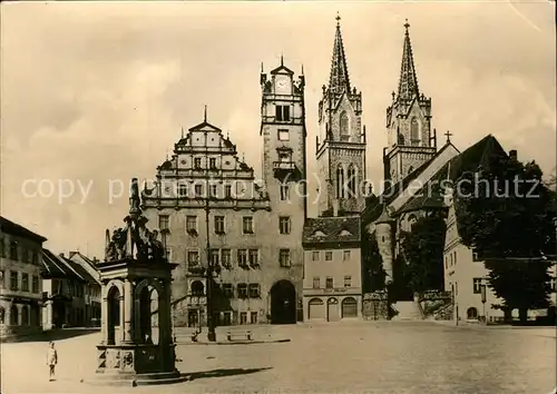Oschatz Platz der DSF Marktbrunnen von 1588 Rathaus St. Aegidien Kirche Kat. Oschatz