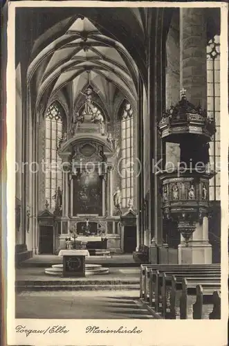 Torgau Inneres der Marienkirche Kanzel Altar Kat. Torgau