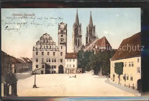 Oschatz Neumarkt Brunnen Rathaus St. Aegidien Kirche  Kat. Oschatz