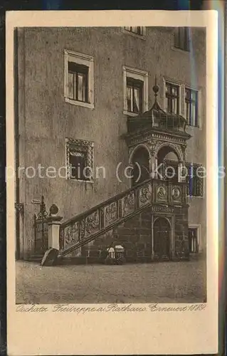Oschatz Freitreppe am Rathaus erbaut 1889 Heimatschutz Postkarte Kat. Oschatz