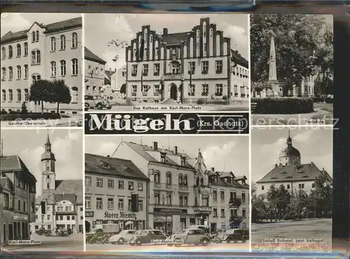 Muegeln Oschatz Goethe Oberschule Karl Marx Platz Rathaus Postsaeule Schloss Ruhetal Kat. Muegeln Oschatz