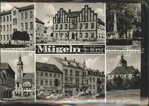 Muegeln Oschatz Goethe Oberschule Karl Marx Platz Rathaus Postsaeule Schloss Ruhetal Kat. Muegeln Oschatz