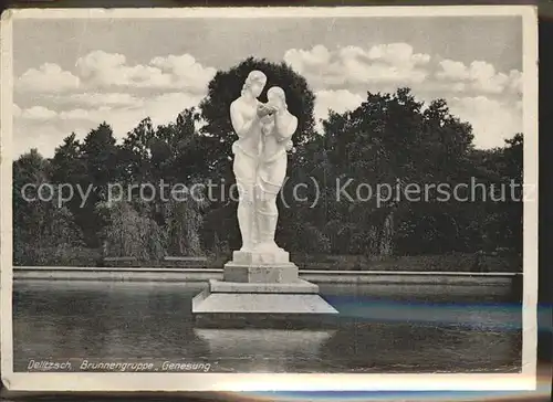 Delitzsch Stadtpark Brunnengruppe "Genesung" Skulptur Kat. Delitzsch