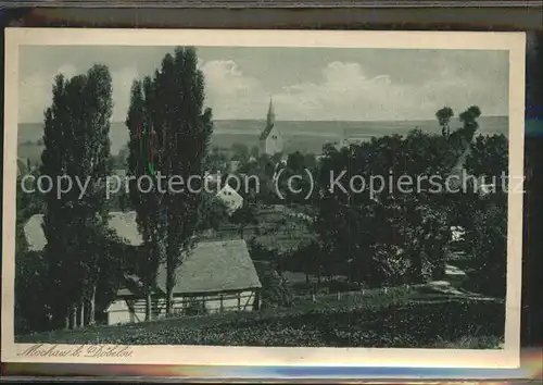 Mochau Doebeln Ortsansicht mit Kirche Kupfertiefdruck Heimatschutz Postkarte Kat. Mochau Doebeln