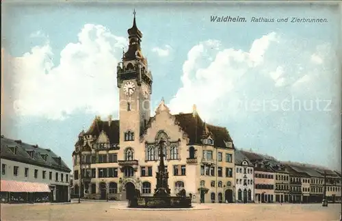 Waldheim Sachsen Rathaus u.Zierbrunnen Kat. Waldheim Sachsen