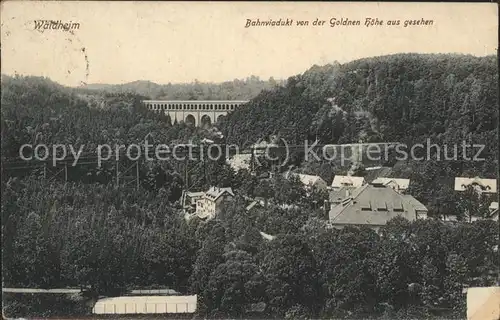 Waldheim Sachsen Blick von der Goldnen Hoehe auf Bahnviadukt Kat. Waldheim Sachsen