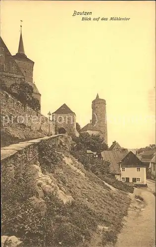 Bautzen Blick auf das Muehlentor Stadtmauer Turm Kat. Bautzen