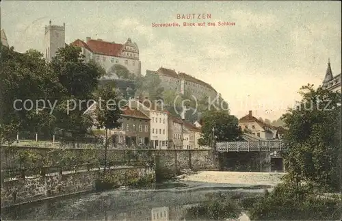 Bautzen Partie an der Spree Bruecke Schloss Ortenburg  Kat. Bautzen