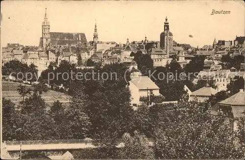 Bautzen Blick ueber die Stadt Michaeliskirche Rathausturm Kat. Bautzen