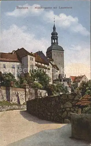 Bautzen Muehltorgasse mit Lauenturm Kat. Bautzen