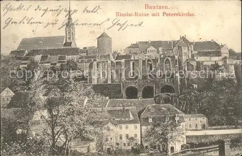 Bautzen Nicolai Ruine mit Peterskirche Kat. Bautzen