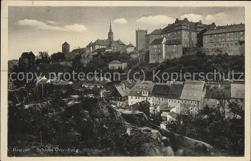 Bautzen Ortsansicht mit Schloss Ortenburg Kirche Turm Kat. Bautzen