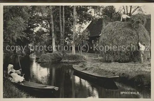 Lehde Dorfpartie Wasserstrasse Kahn Heuschobern Bauerngehoeft Kat. Luebbenau