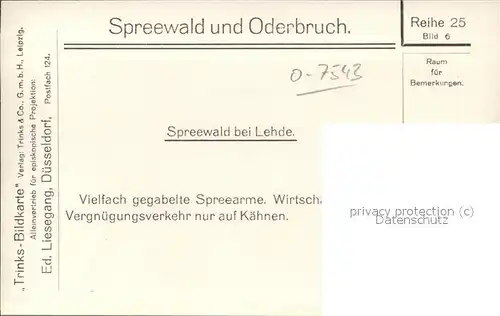 Lehde Dorfpartie Wasserstrasse Kahn Kaupe Serie Spreewald und Oderbruch Reihe 25 Bild 6 Trinks Bildkarte Kat. Luebbenau