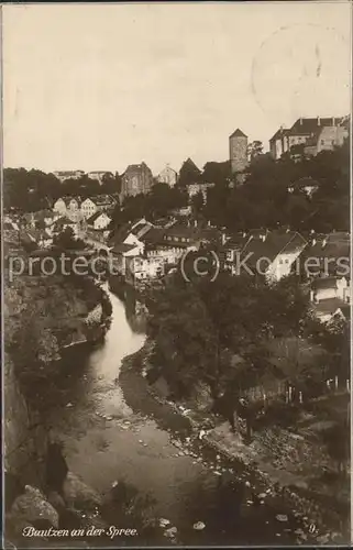 Bautzen Partie an der Spree Alte Wasserkunst Turm Trinks Postkarte Kat. Bautzen