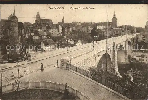 Bautzen Kronprinzenbruecke Spree Turm Kirche Kat. Bautzen