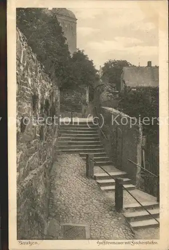 Bautzen Hussitenmauer mit Fischerstufen Stadtmauer Turm Heimatschutz Postkarte Kat. Bautzen