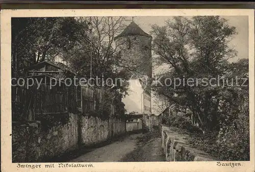 Bautzen Partie am Zwinger Nikolaiturm Heimatschutz Postkarte Kat. Bautzen