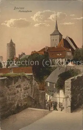 Bautzen Partie an der Fischerpforte Alte Wasserkunst Kirche Kat. Bautzen