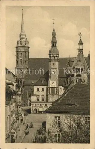 Bautzen Rathaus und Petrikirche Kupfertiefdruck Kat. Bautzen