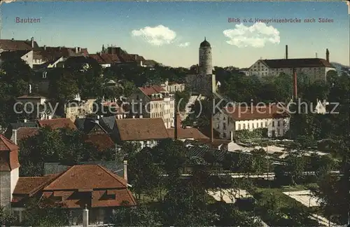 dg19603 Bautzen Blick von der Kronprinzenbruecke Turm Schloss Ortenburg Kategorie. Bautzen Alte Ansichtskarten