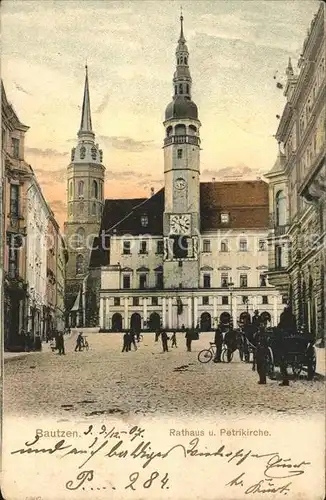 dg19604 Bautzen Rathaus und Petrikirche Pferdedroschke Kategorie. Bautzen Alte Ansichtskarten