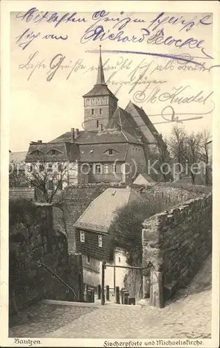 Bautzen Fischerpforte Michaeliskirche Stadtmauer Heimatschutz Postkarte Kat. Bautzen