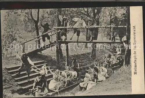 Luebbenau Spreewald Heimatspiele im Spreewald Wasserstrasse Kahn Bruecke Kat. Luebbenau