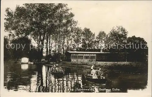 Luebbenau Spreewald Gasthaus Eiche Wasserstrasse Kahn Kaupe Kat. Luebbenau