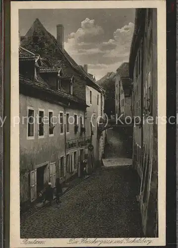 Bautzen Fleischergasse und Gickelsberg Heimatschutz Postkarte Kupfertiefdruck Kat. Bautzen