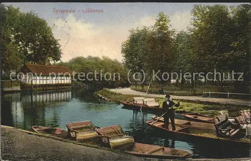 Luebbenau Spreewald Kahn Landungsplatz Wasserstrasse Bahnpost Kat. Luebbenau