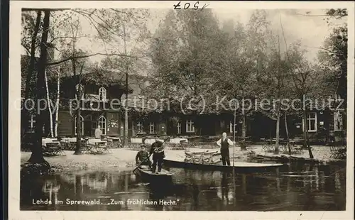 Lehde Gasthaus Logierhaus "Zum froehlichen Hecht" Wasserstrasse Kahn Kaupe Kat. Luebbenau