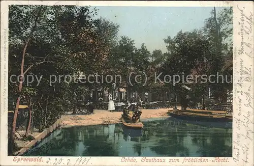 Lehde Gasthaus Logierhaus "Zum froehlichen Hecht" Wasserstrasse Kahn Anlegestelle Kaupe Kat. Luebbenau