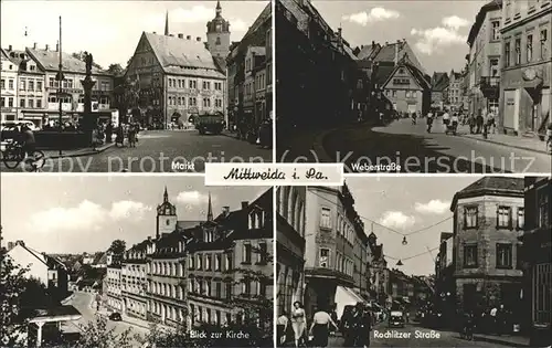 Mittweida Markt Weberstrasse Kirche Rachlitzer Strasse Kat. Mittweida