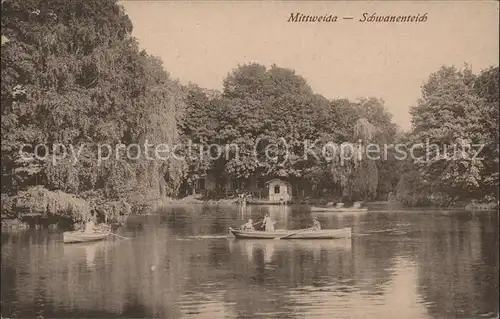 Mittweida Schwanenteich Bootspartie Kat. Mittweida