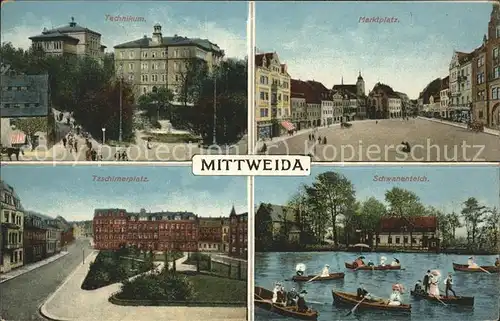 Mittweida Technikum Marktplatz Tzschimerplatz Schwanenteich Kat. Mittweida