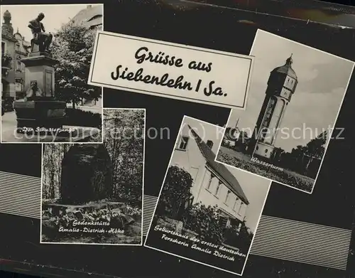 Siebenlehn Schusterjunge Brunnen Wasserturm Gedenkstaette und Geburtshaus Amalie Dietrich Kat. Grossschirma