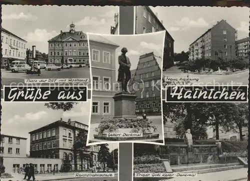 Hainichen Sachsen Rathaus Neue Siedlung Reichsbahnschule Gellert Denkmal Kat. Hainichen Sachsen