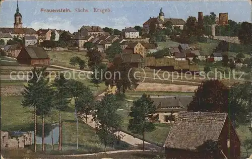 Frauenstein Sachsen Teilansicht mit Schloss Kat. Frauenstein Sachsen