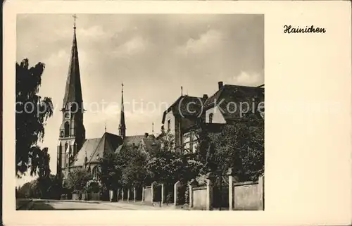 Hainichen Sachsen Ortsansicht mit Kirche Kat. Hainichen Sachsen