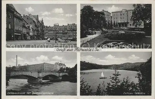 Mittweida Markt Ingenieursschule Zschopaubruecke mit Baumwollspinnerei Zschopau Talsperre Kat. Mittweida