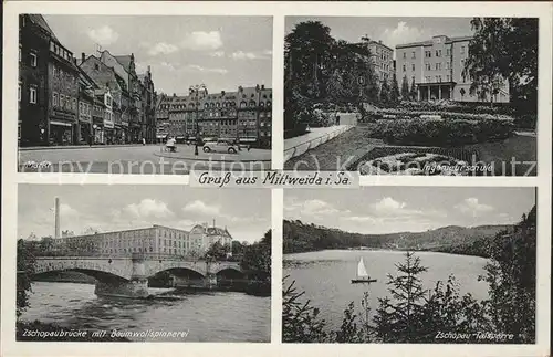 Mittweida Markt Ingenieursschule Zschopaubruecke mit Baumwollspinnerei Zschopau Talsperre Kat. Mittweida